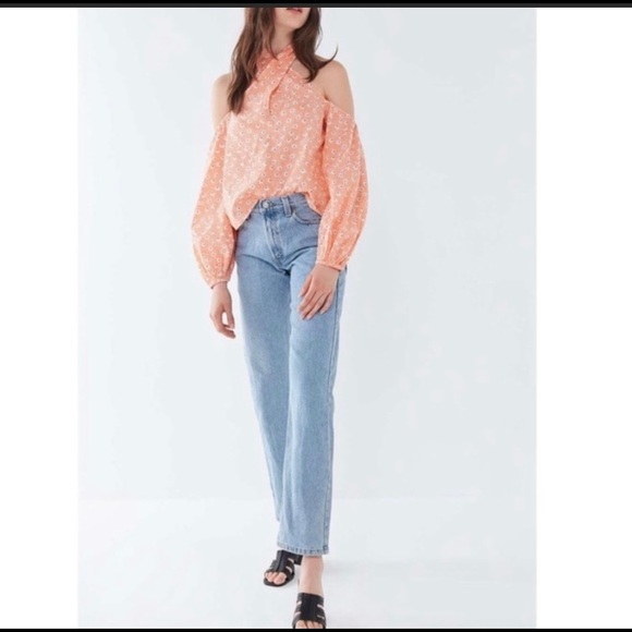 NWOT Urban Outfitters size Small Josie halter top cotton cold shoulder - Picture 9 of 9